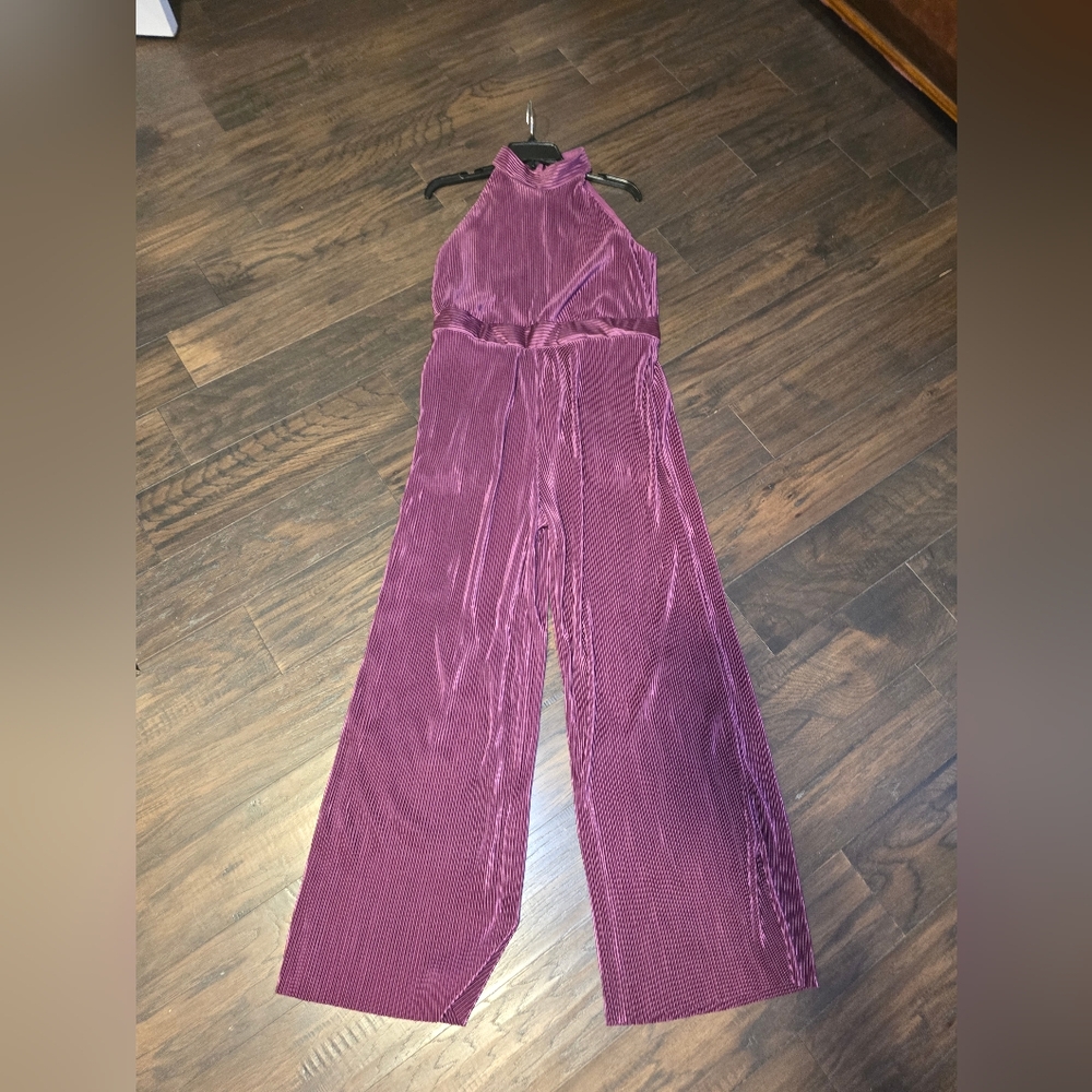 Pink Lily Velvet Plum Jumpsuit